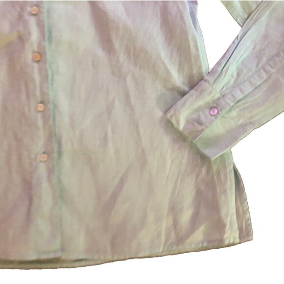 Talbots Irish Linen Button-Up Shirt Womens Sz 8 Pastel Blue Long Sleeve Classic - Picture 10 of 14